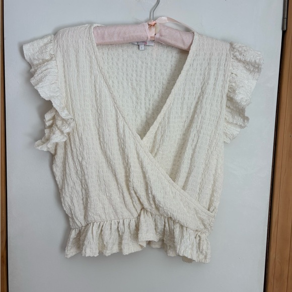 Cream Ruffled Wrap Top - Picture 1 of 4